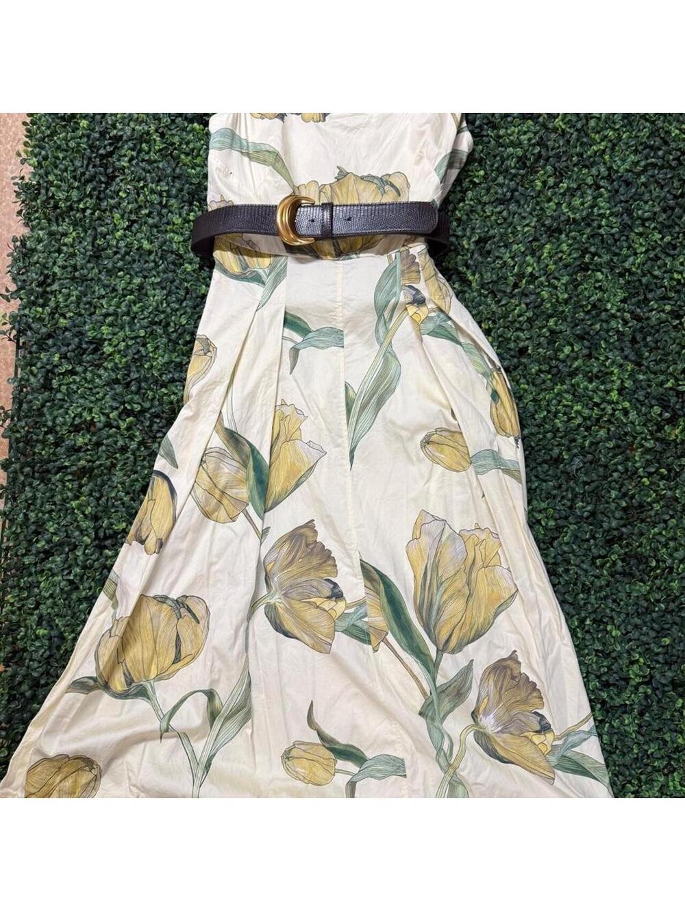Donna Karan New York Floral Midi Dress Size 10 | Designer Botanical Dress